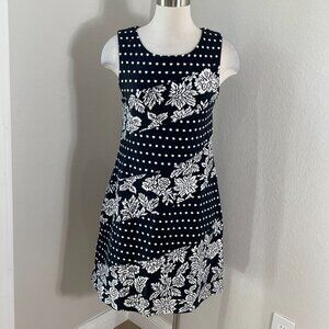 ANTHROPOLOGIE Maeve Womens Medium Effemy Jacquard Shift Knit Dress Black White